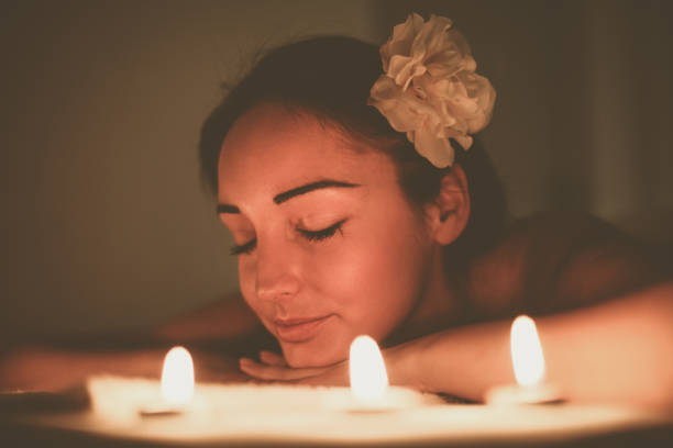 istock Woman enjoying a massage treatment. 639344468