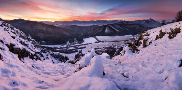istock Winter mountain landscape panorama before sunrise 639347976