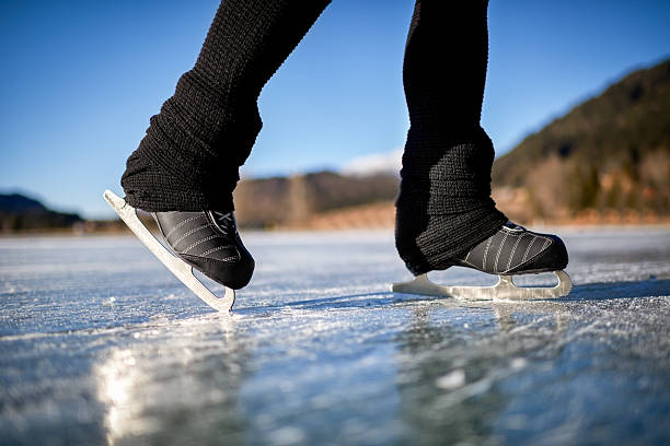 istock Ice skating on frozen lake 639352080