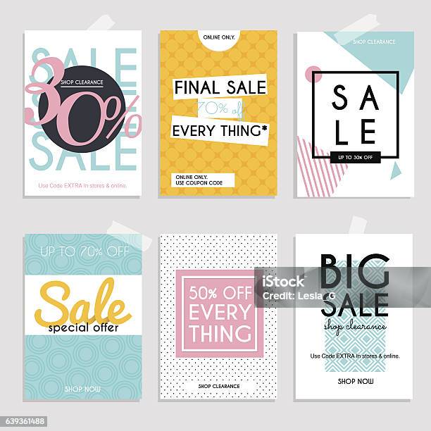 Sale Website Banners Web Template Collection Stock Illustration - Download Image Now - Sale, E-Mail, Summer