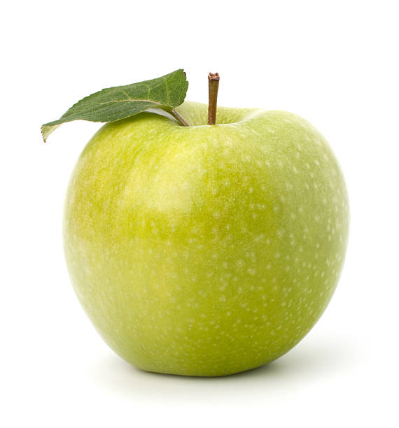 istock Sweet green apple with  leaf 639369036