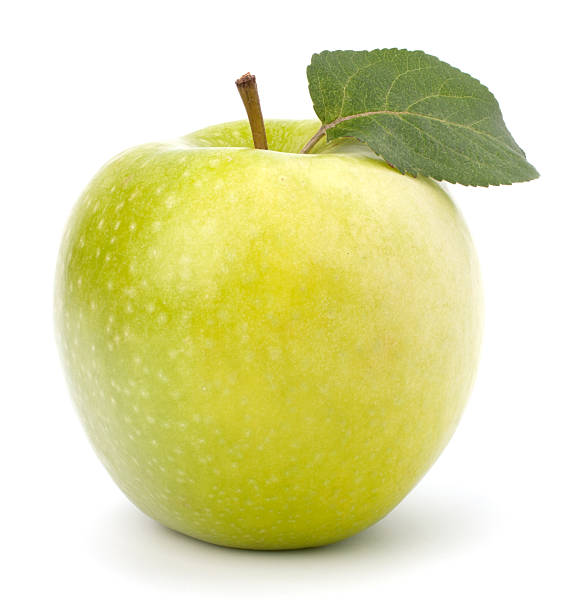 istock Sweet green apple with  leaf 639369052