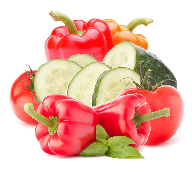 istock Sweet vegetables and basil leaves still life 639369864