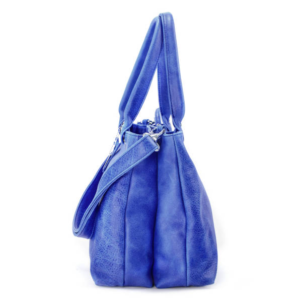 istock Elegant Blue leather woman's handbag isolated on white background 639372622
