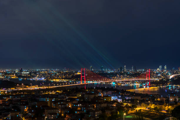 istock Istanbul bosphorus bridge at night 639373488