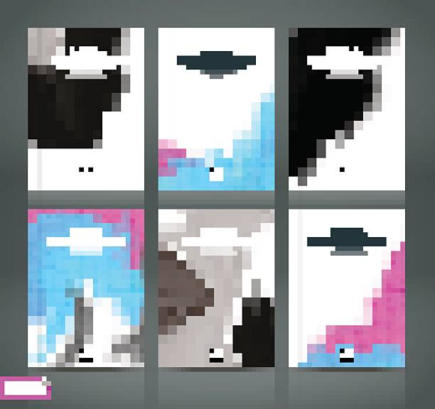 istock White a4 brochure cover design. Black, pink, blue blot texture. 639374556