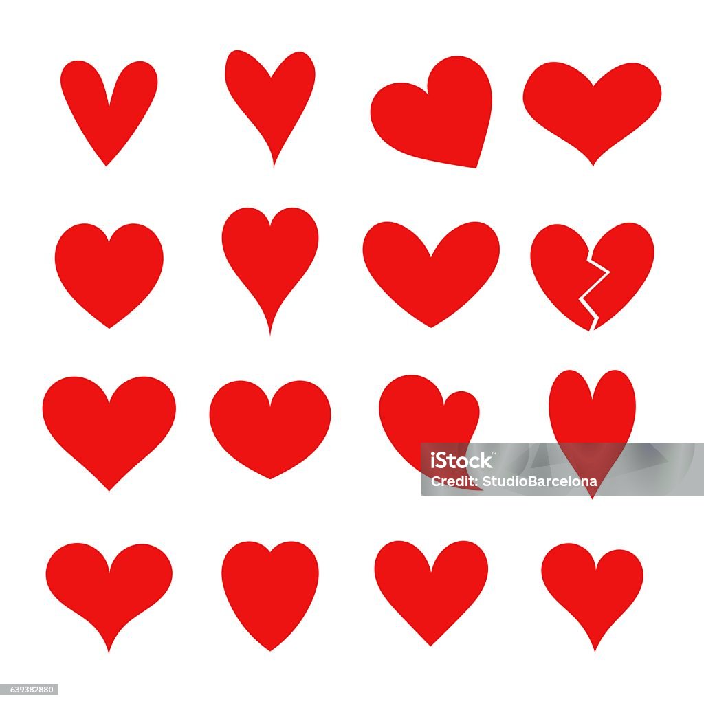 Collection Cœurs rouges - clipart vectoriel de Coeur - Symbole d'une idée libre de droits