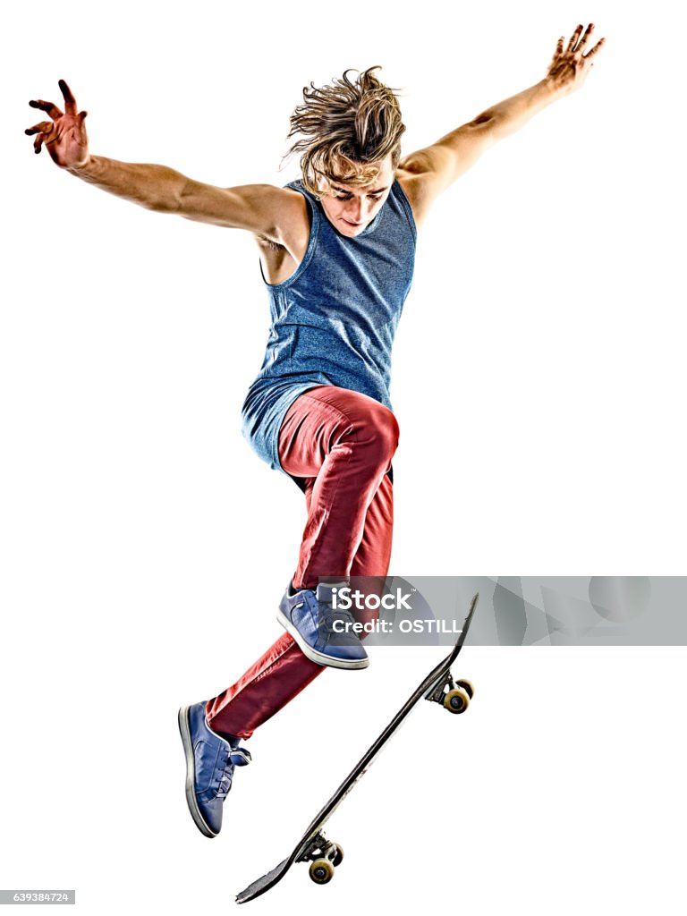 skater joven adolescente aislado - Foto de stock de Deporte libre de derechos