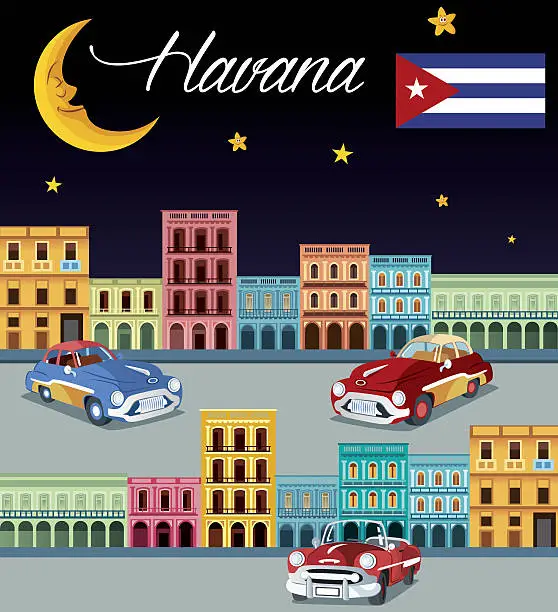 Vector illustration of Cuba, Havana