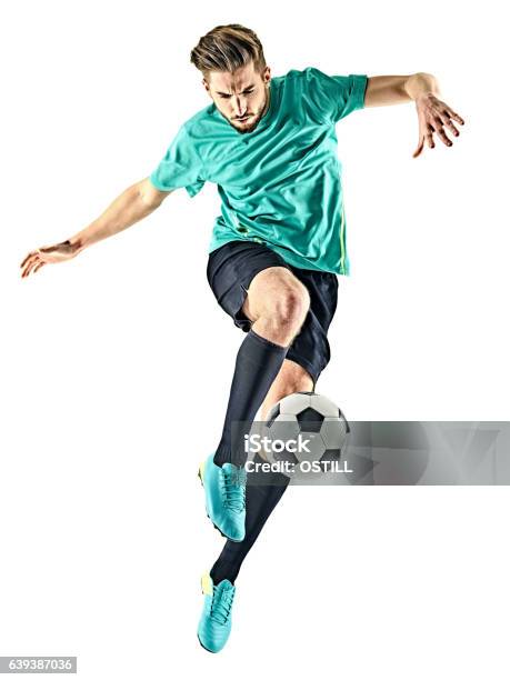 Soccer Player Man Isolated Stock Photo - Download Image Now - Soccer Player, Soccer, Cut Out
