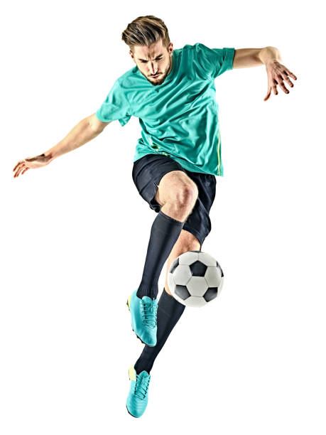 Homem isolado Jogador de futebol - fotografia de stock