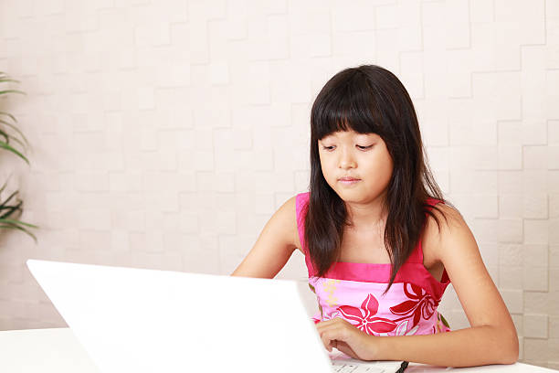 Girl who enjoys the laptop computer