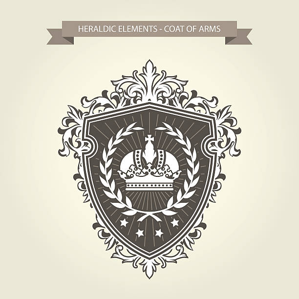 illustrazioni stock, clip art, cartoni animati e icone di tendenza di stemma di famiglia - scudo araldico - armorial