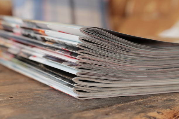 istock Magazines on the wooden table 639390208