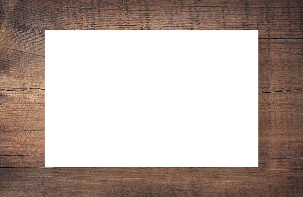 istock Brown scratched wooden frame, billboard or white horizontal rectangle 639395100