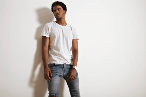 istock Black male in white t-shirt 639396696