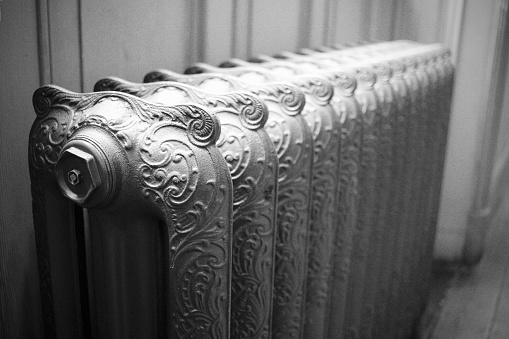 close view on cast iron radiator