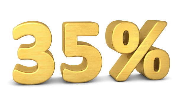 istock 35 percent symbol 3d rendering gold 639400116