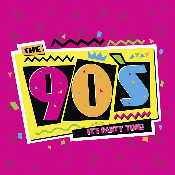 Party time The 90's style label. Vector illustration. Party time The 90's style label. Vector illustration retro background 90s background stock illustrations