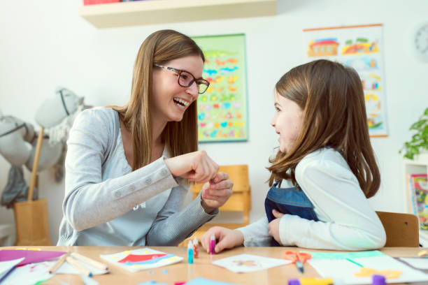 istock Mother with creative kid having fun time together 639404464