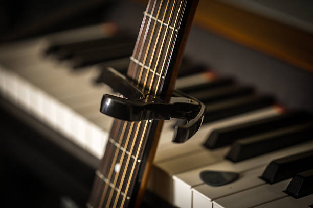 istock musical instruments piano keys and acoustic guitar capadaster 639406856