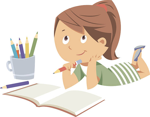 illustrations, cliparts, dessins animés et icônes de faire ses devoirs - jeunes filles