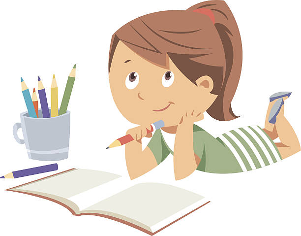 ilustrações de stock, clip art, desenhos animados e ícones de trabalho de casa - education child learning pencil