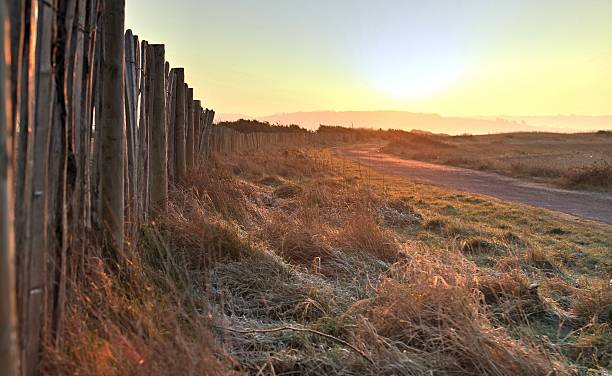 istock coastal path with wooden fence at sunrise 639411310