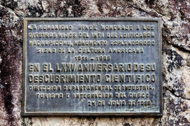 istock Plaque For Seventy-Fifth Anniversary Machu Picchu Peru 639412272