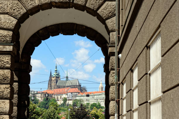 The Prague Castle, seen trough an arch. It is the official residence of the President of the Czech Republic,