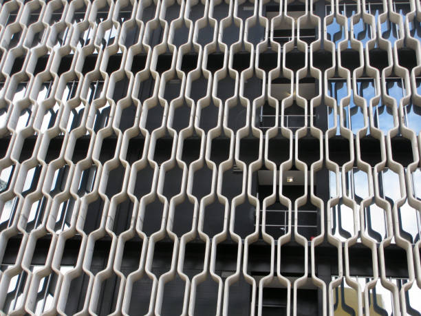 istock Curved Concrete Pattern covers side of Building 639413924