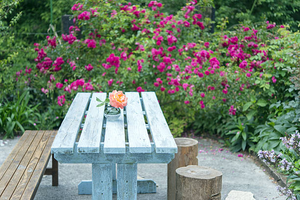 istock Table and chair in the garden 639415102