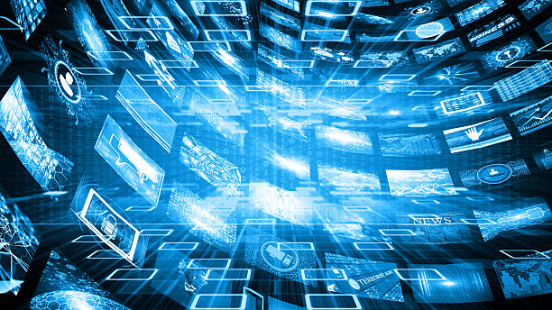istock Media concept video wall with small screens 639417804