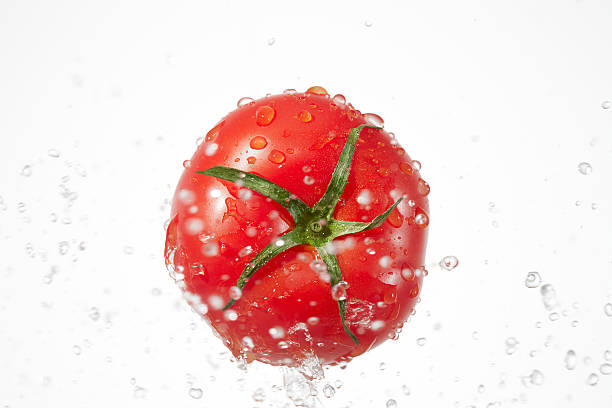 the tomato with water splash