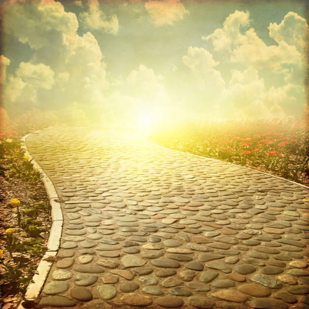 istock Grunge image of stone pathway at sunset. 639422446
