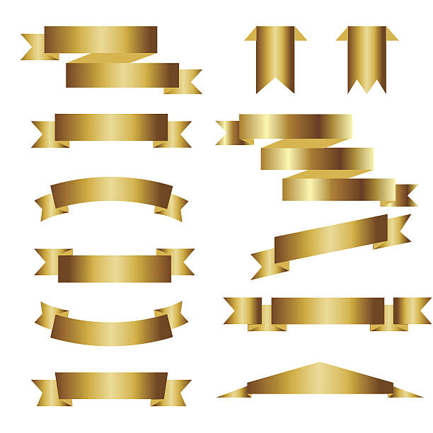 istock Set of golden ribbons on white background. Vector illustration 639423294