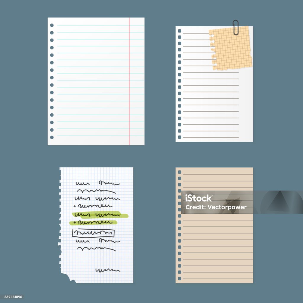 Paper Plate Notes Paper Notes Sheet For Message Vector Illustration Stock Illustration ...