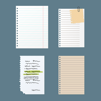 Paper Notes Sheet For Message Vector Illustration Stock Illustration ...