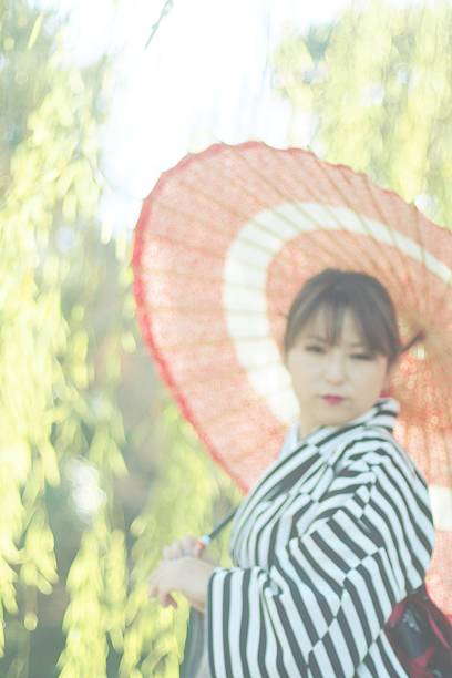 istock Woman in kimono with umbrella 639437000