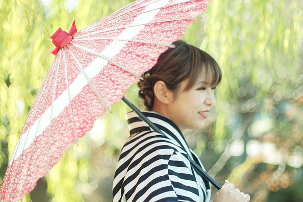 istock Woman in kimono with umbrella 639437204