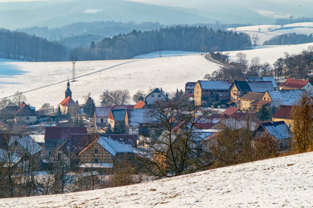 istock Small village in the winter I 639439784