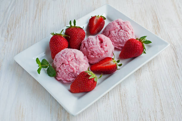 istock Scoops of strawberry ice cream 639442398