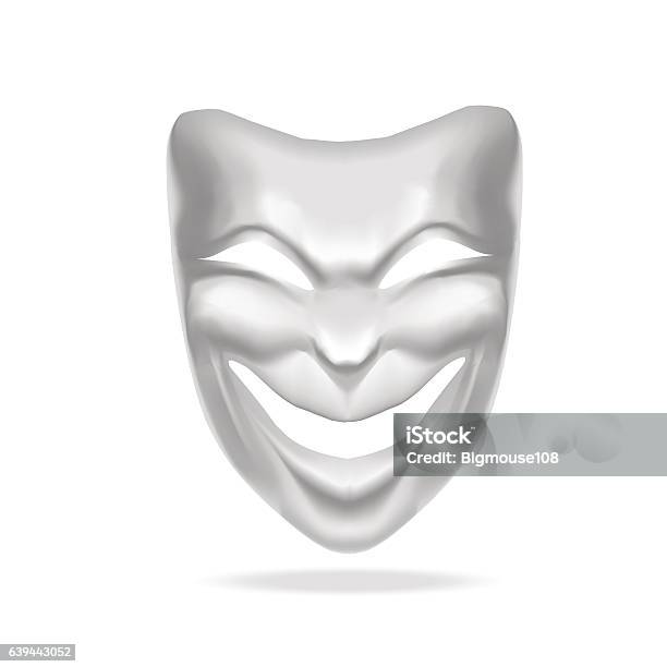 Template Blank White Mask Theatre Vector Stock Illustration - Download Image Now - Representing, Theatrical Performance, Acting - Performance