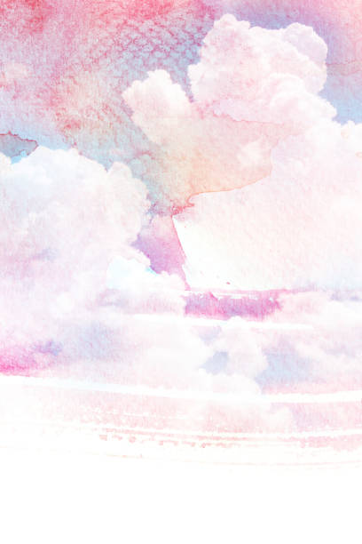 istock Watercolor illustration of sky with cloud. 639443322