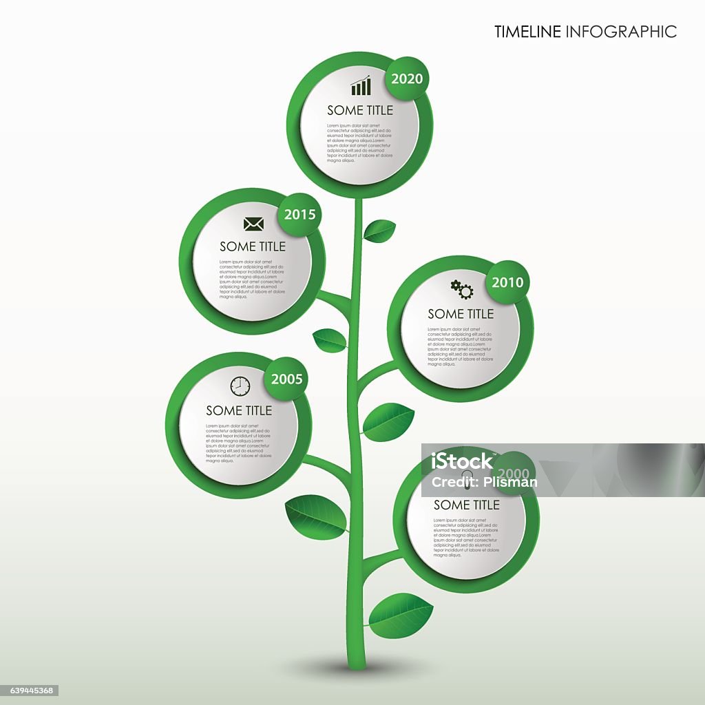 Timeline Tree Visual Time Line Info Graphic With Abstract Design Green Tree Template Stock ...