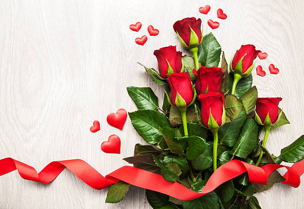 istock Red rose and hearts 639446360