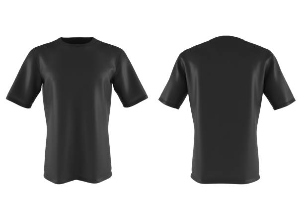 istock black T-shirt isolated on white. 3d render 639454014