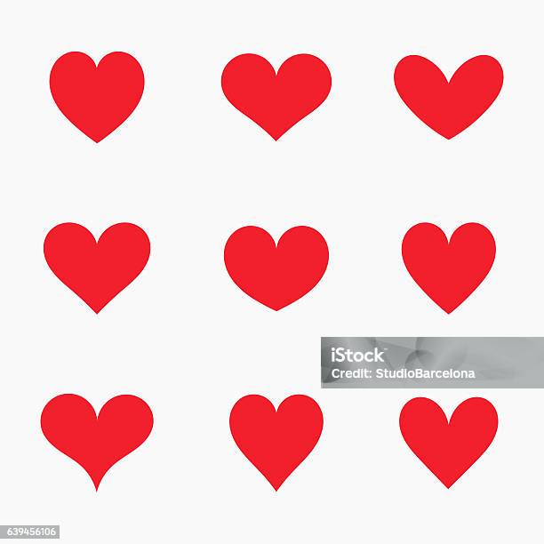 Red Hearts Icons Stock Illustration - Download Image Now - Heart Shape, Icon Symbol, Valentine's Day - Holiday