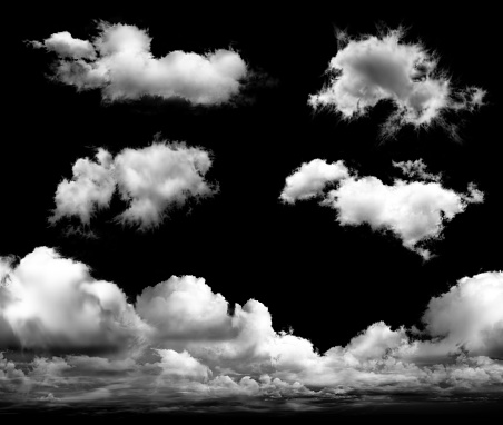 Cloud - Sky, Cut Out, Sky, Black Background, White Color, Backgrounds, Number 5
