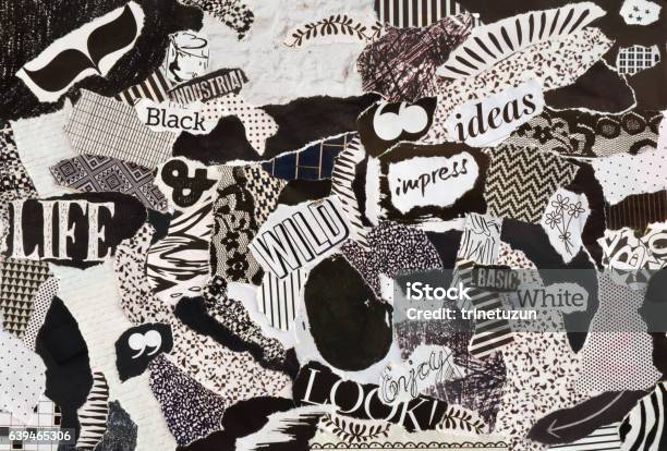 Mood Board Collage Sheet In Color Idea Black And White Stock Photo - Download Image Now